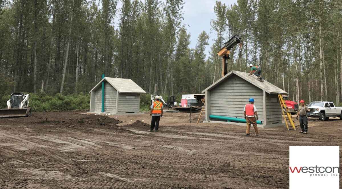 Westcon Precast installing a Concrete Restroom.