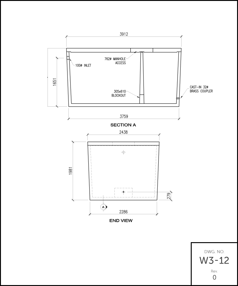 M 3000 Septic Holding Tank schematic