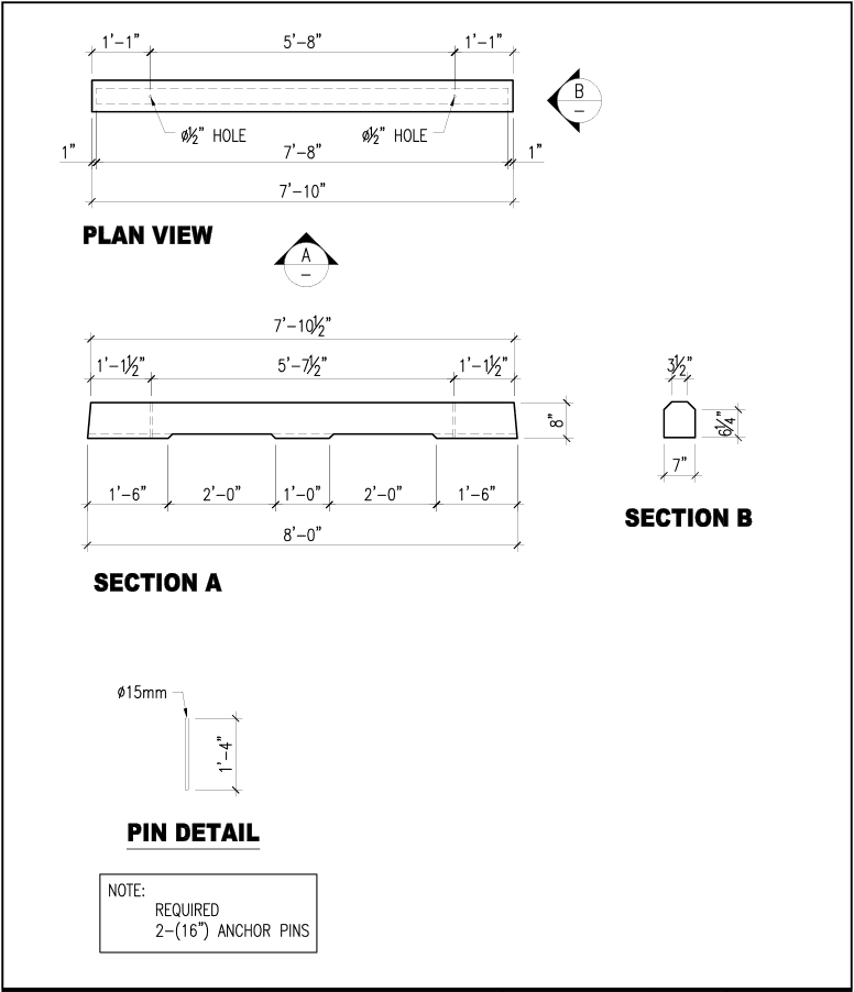 8-Foot Heavy Duty Curb schematic