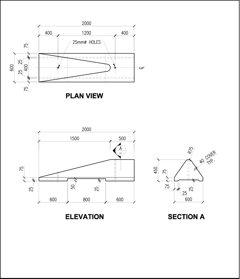 low profile transition precast concrete barrier schematic